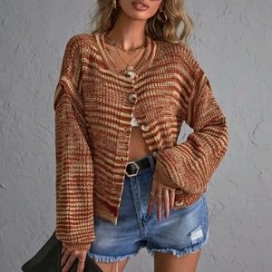 Striped Knit Button Up Cardigan